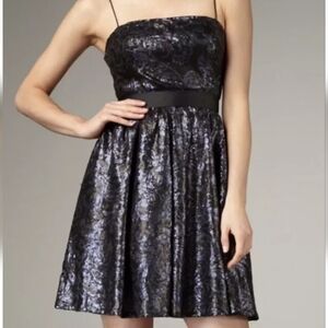 AIDAN MATTOX | Fit And Flare Sequin Dress Navy Black Sz 8